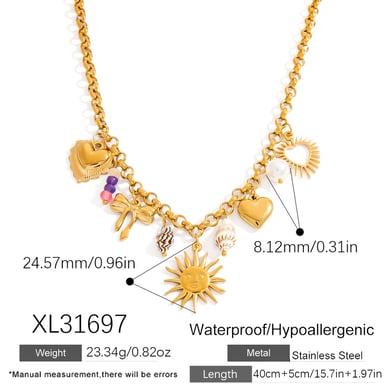 Halsketten mit Anhänger aus Edelstahl in Goldfarbe h5 Bild2