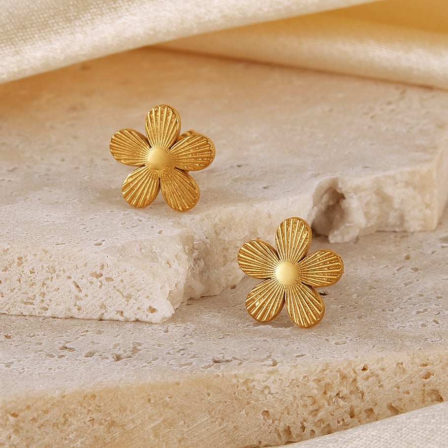 1 Paar Simple Series Daily Flower Edelstahl Goldfarben Damen Ohrstecker Bild5