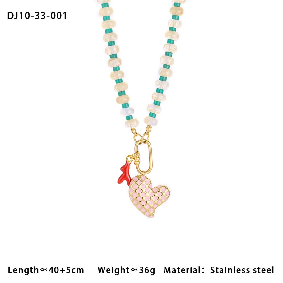 1 Paar romantische Serie Sweet Heart Edelstahl Gold Farbe Damen Anhänger Halsketten Bild2
