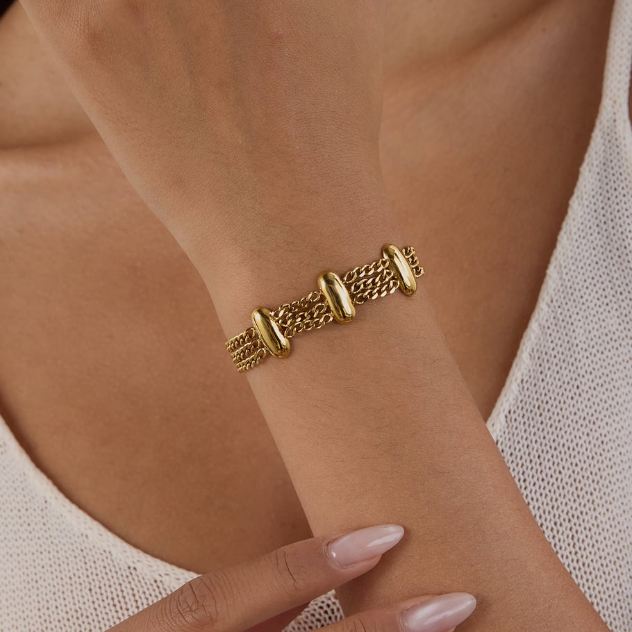 Stainless Steel Gold Color Chain Bracelets Picture4