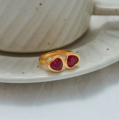 Herz Edelstahl Goldfarben Edelsteinringe h5 Bild3