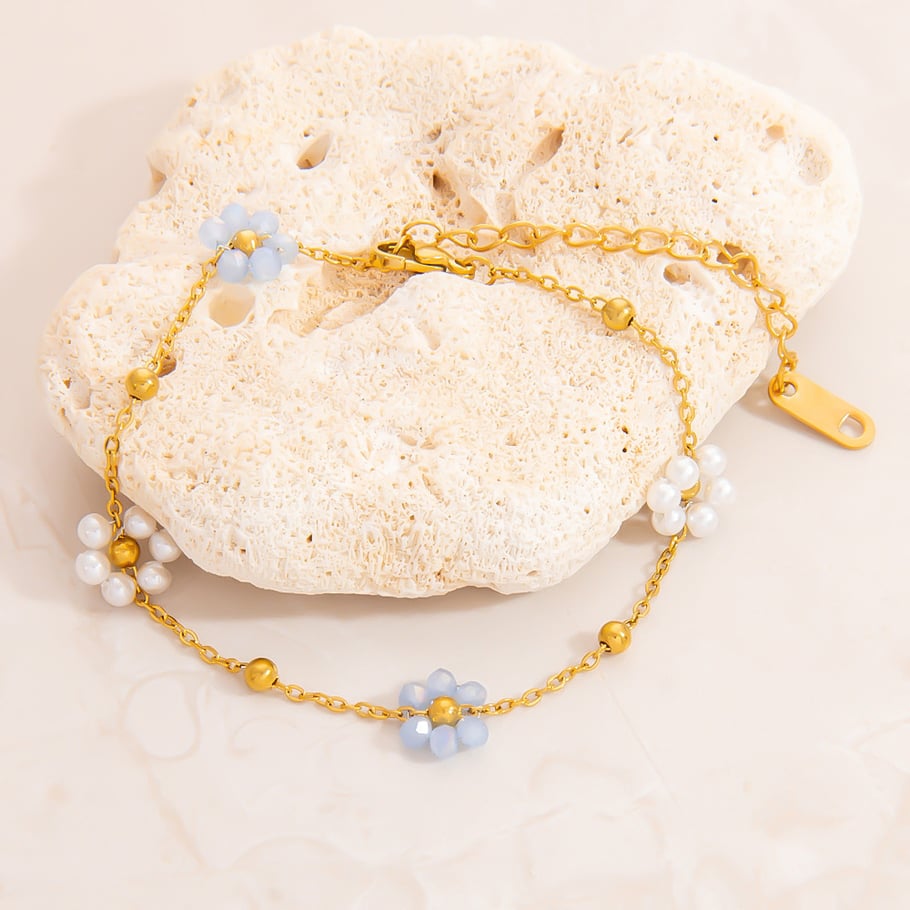 Sweet Flower Stainless Steel Gold Color Women's Charm Bracelets Picture5