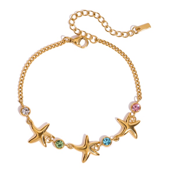 Bracelets à breloques en acier inoxydable couleur or avec étoile de mer de style Ins 2