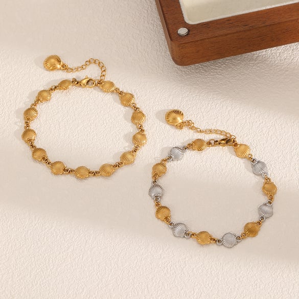 Pulseras de cadena de acero inoxidable color dorado estilo Ins 2