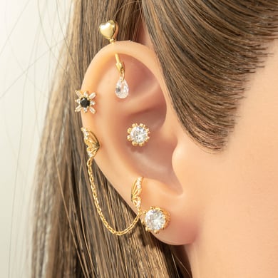 1 Paar Simple Series Simple Heart Kupfer Gold Farbe Zirkon Damen Piercings Ohrringe h5 Bild4