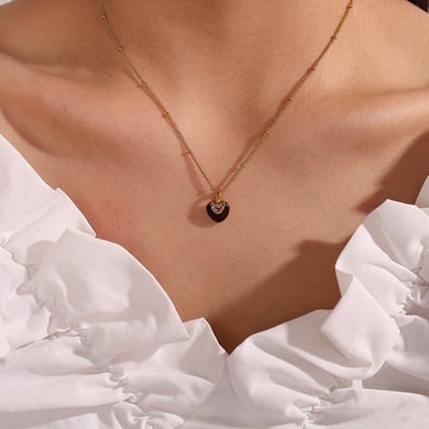 Retro Heart Stainless Steel Gold Color Pendant Necklaces h5 Picture4