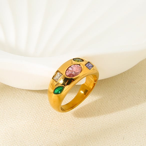 Luxuriöse Retro-Statement-Ringe aus Edelstahl im geometrischen Stil