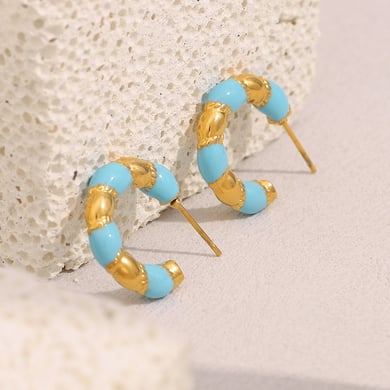 Pendientes elegantes de mujer con bloqueo de color retro h5 Imagen6