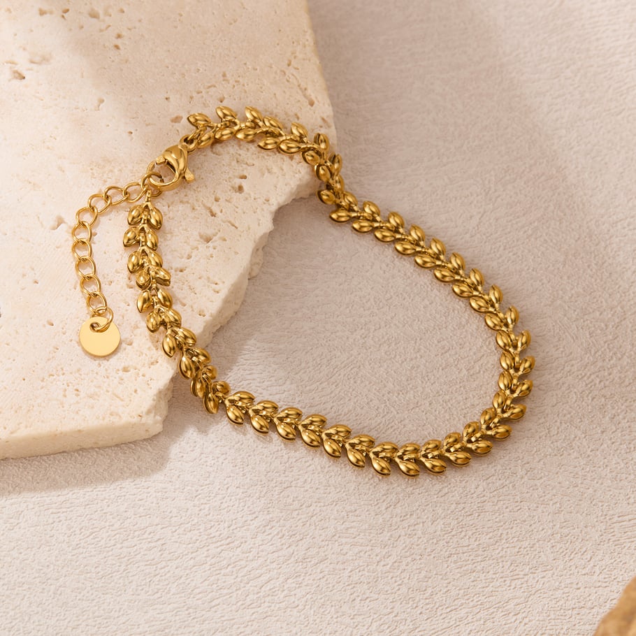 Bracelet chaîne géométrique en acier inoxydable doré pour femme, série simple, 1 pièce Image4