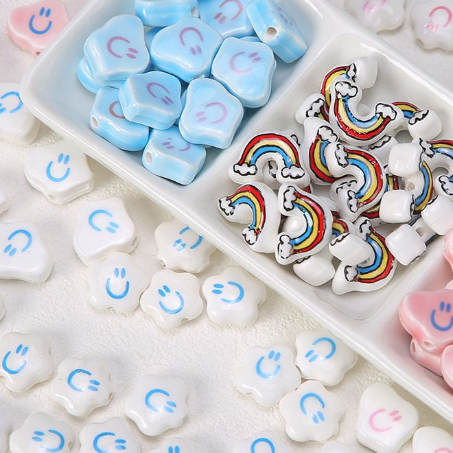 1 Piece Smiling Face Ceramics DIY Jewelry Bead h5Picture2