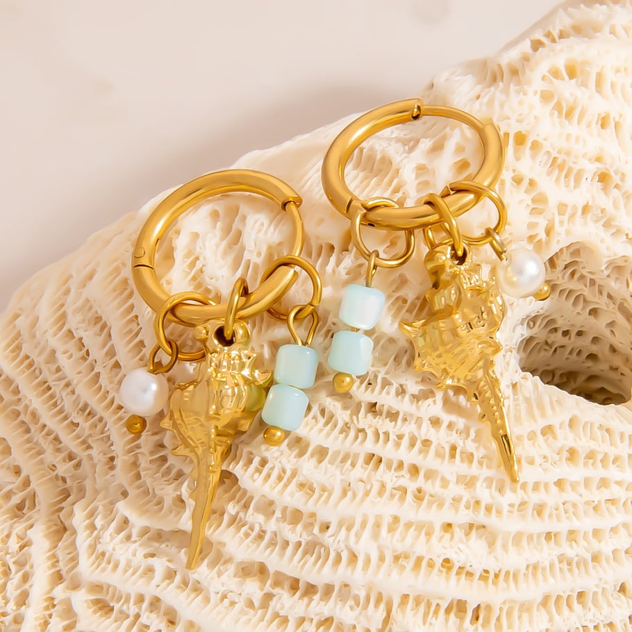1 Paar einfache Serie Edelstahl Gold Farbe Damen Tropfen Ohrringe Bild3