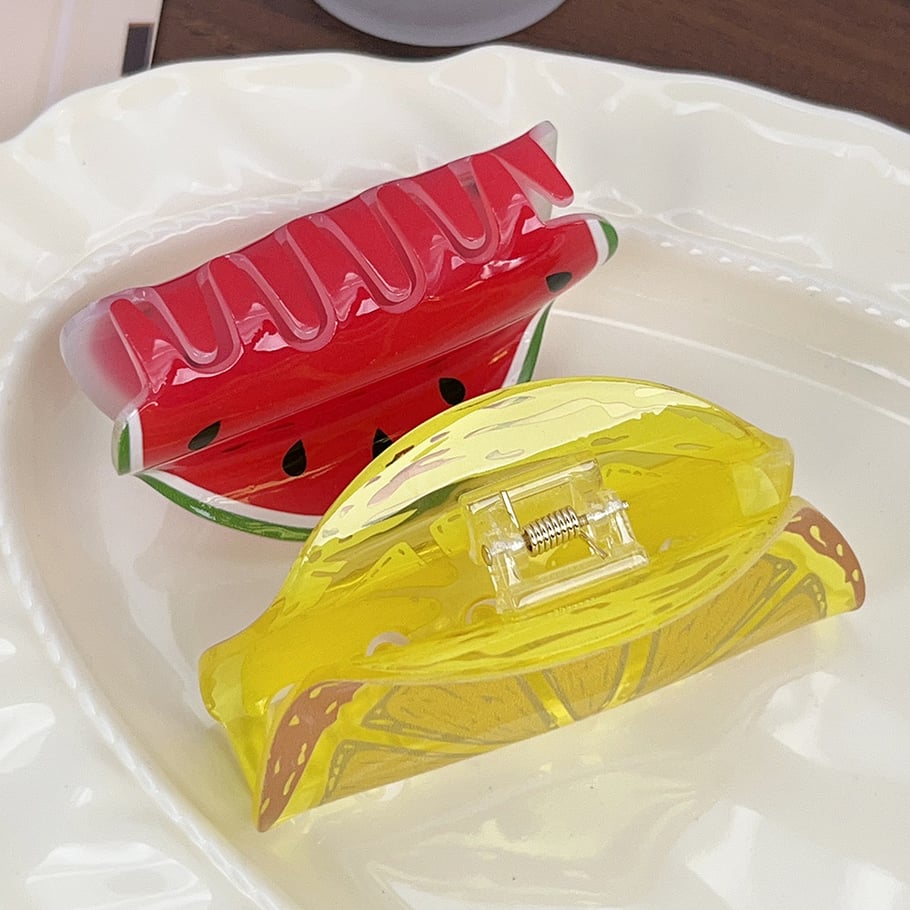 1 pezzo di fermaglio per capelli da donna in acetato della serie Fruit, stile fresco Immagine3