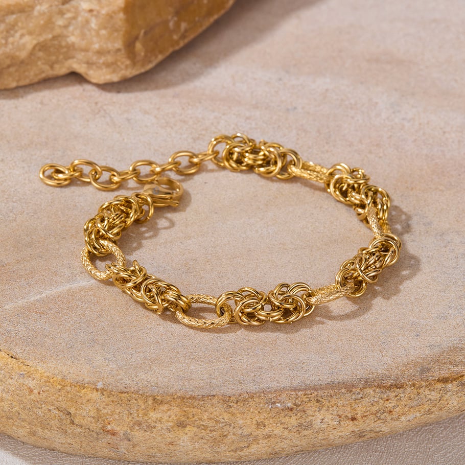 Bracelet chaîne géométrique en acier inoxydable doré pour femme, série simple, 1 pièce Image6