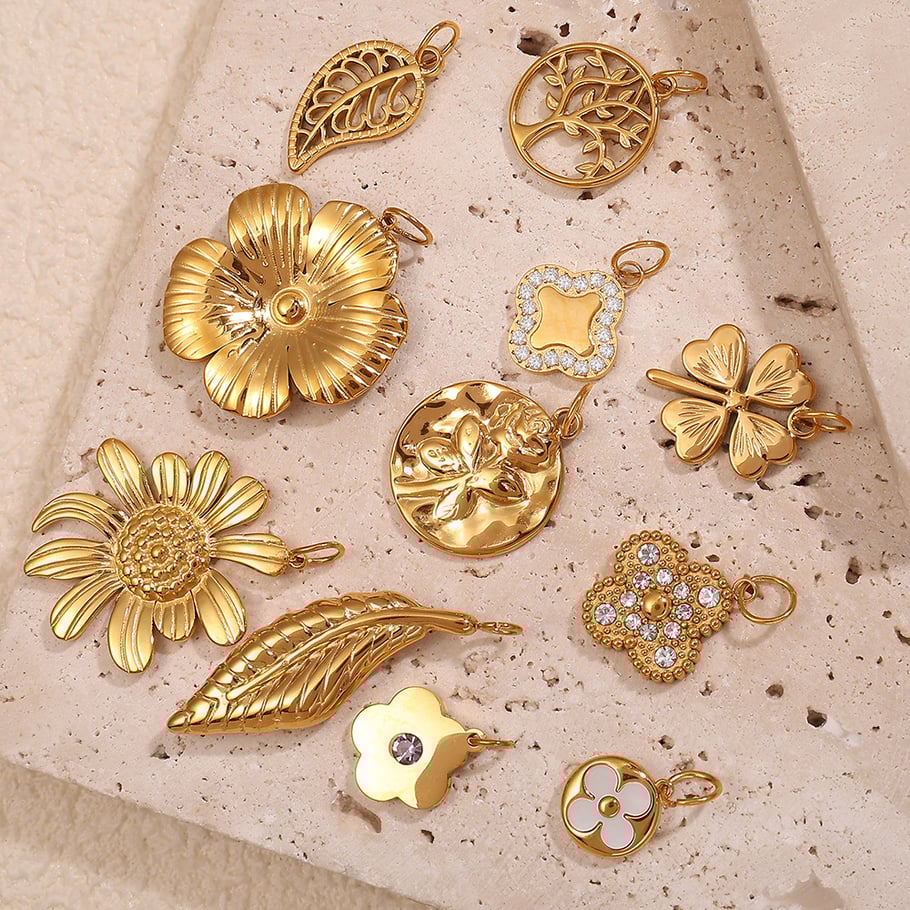 Clover Stainless Steel Gold Color DIY Pendants Picture2