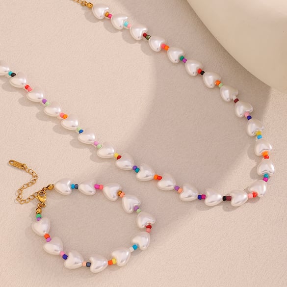 Colliers de perles en acrylique pour femmes, série romantique, Sweet Heart 2