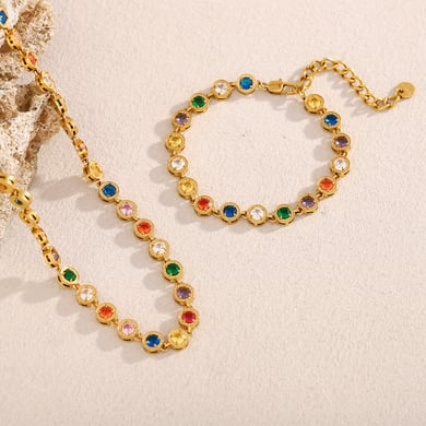 Collane da donna in acciaio inossidabile con gemme della serie Luxury h5 Immagine3