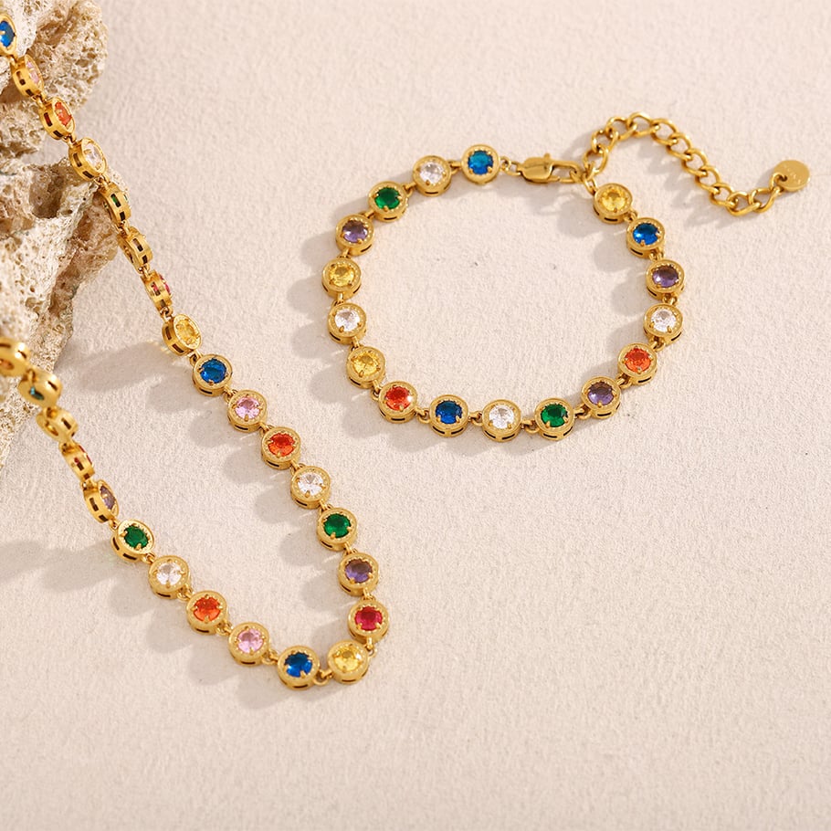 Collane da donna in acciaio inossidabile con gemme della serie Luxury Immagine3