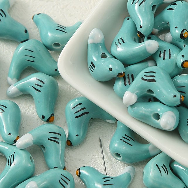 1 pièce de perle en céramique pour bijoux à faire soi-même en forme d&#39;oiseau Image4