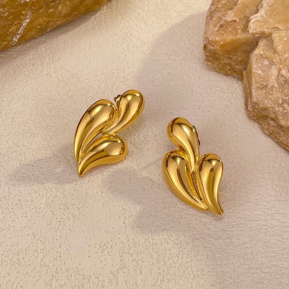 1 Pair Simple Series Daily Droplet Stainless Steel   Gold Color  Women's Stud Earrings 2