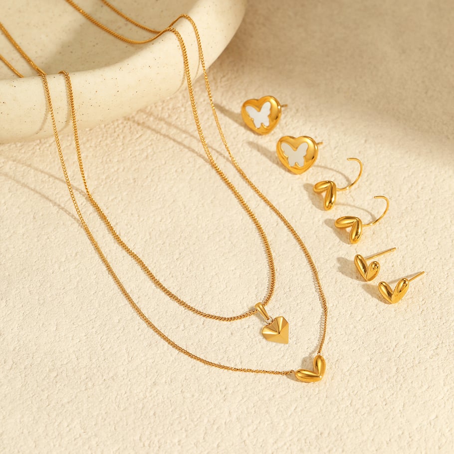 Colliers pendentifs en acier inoxydable pour femmes, série Simple Daily Heart Image2