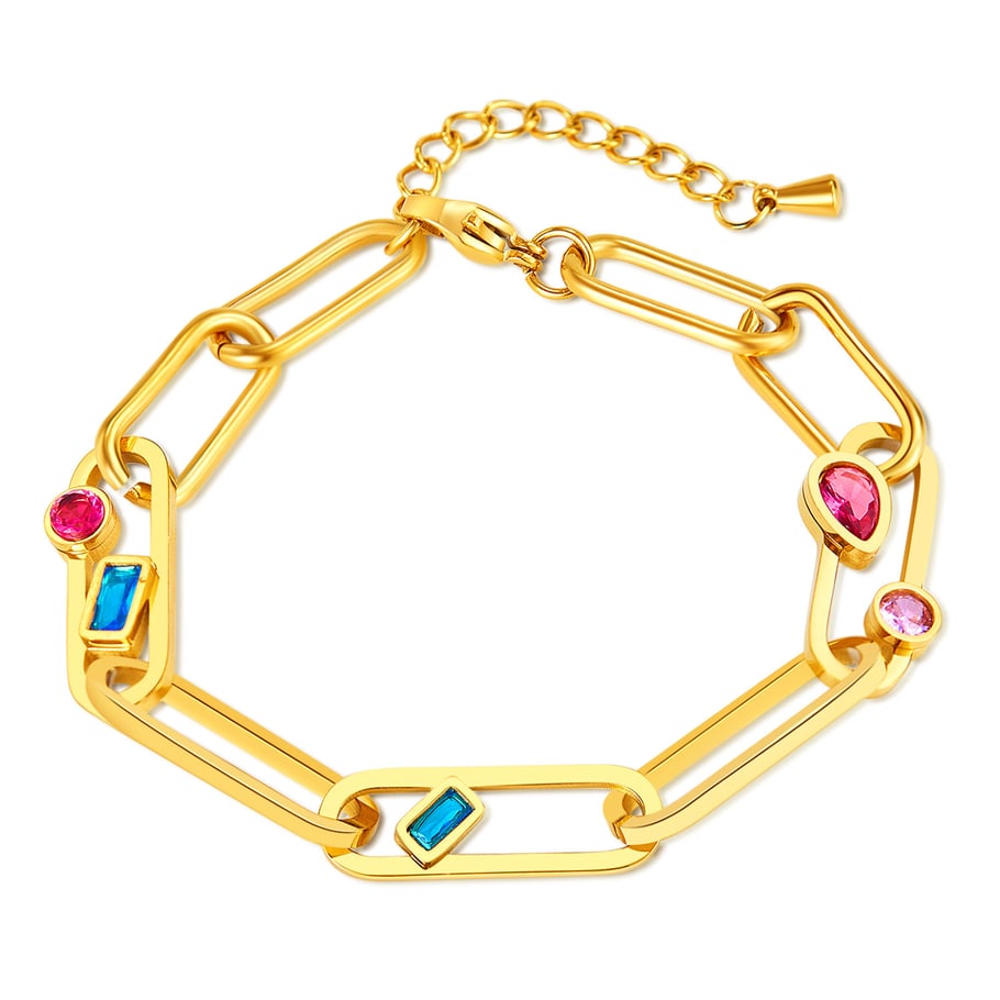Simple Series Daily Edelstahl Goldfarbene Kettenarmbänder 
