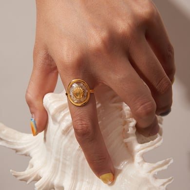 Anello statement color oro in acciaio inossidabile Oceanic h5 Immagine3