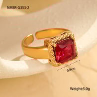 NMSR-G353-2 Kırmızı Kare Yüzük/One size Resim2