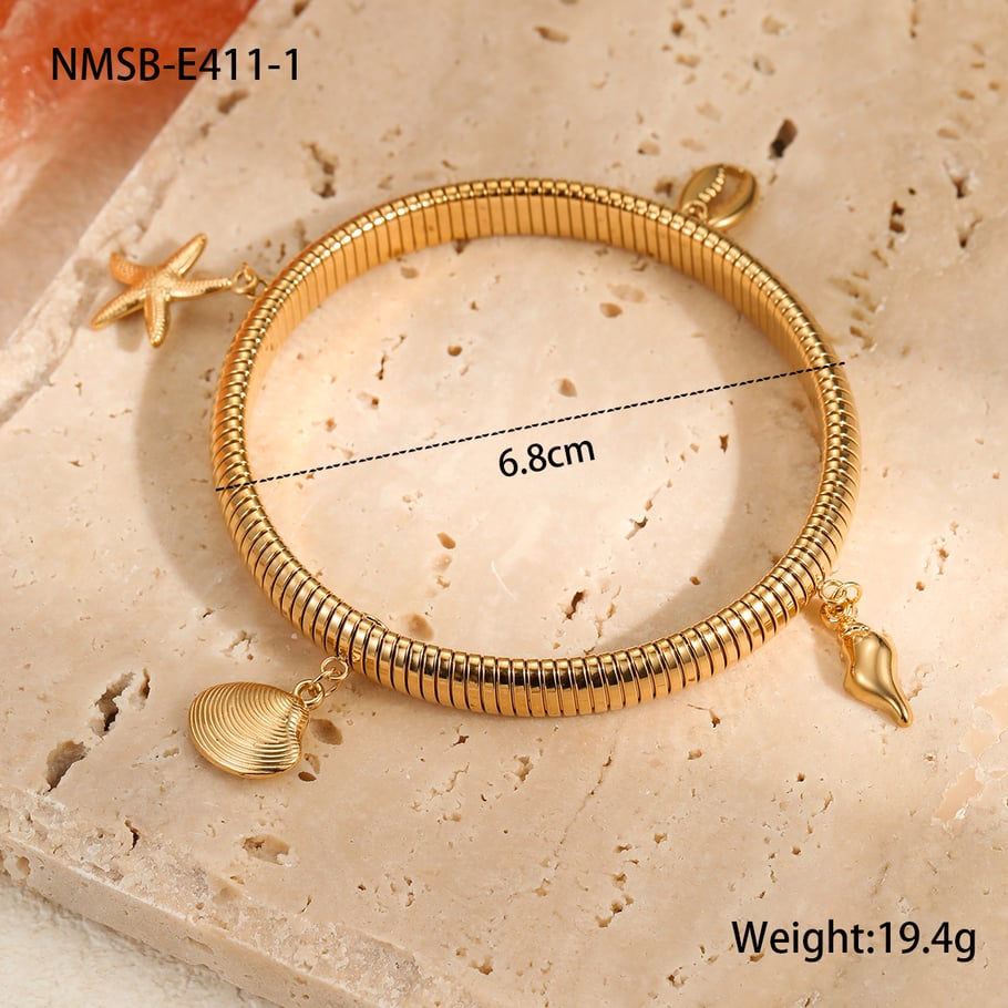 1 Piece Romantic Series Vacation  Gold Color  Women's Bangles 