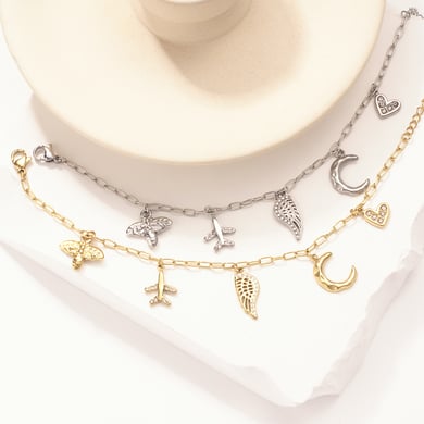 Braccialetti con ciondoli da donna Swing Exquisite in acciaio inossidabile color oro h5 Immagine6
