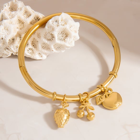 Braccialetti con ciondoli da donna in acciaio inossidabile color oro con graziosi frutti 2