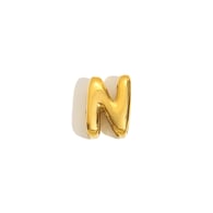 Halskette mit hohlem kleinen Buchstabenanhänger – Gold – N Bild27
