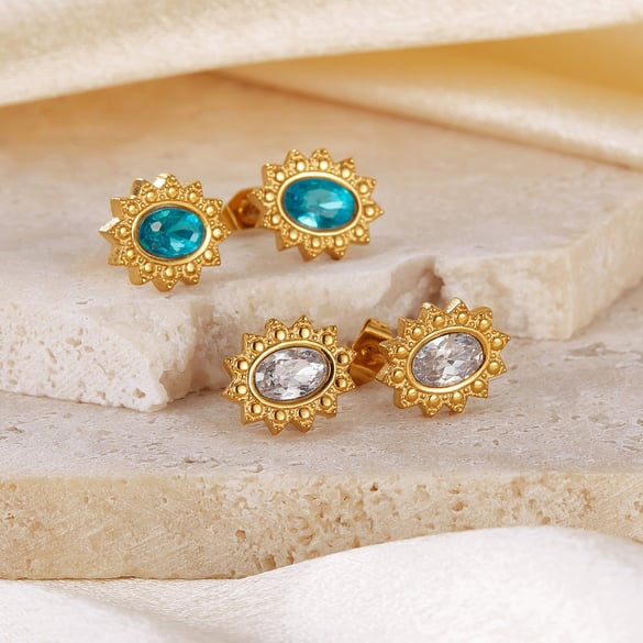 1 paire de boucles d&#39;oreilles à tige géométriques en acier inoxydable couleur or pour femme, série Simple 2