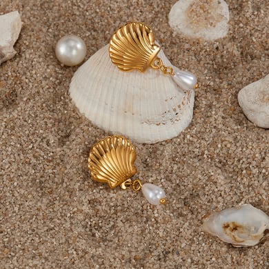 1 paio di orecchini pendenti da donna in acciaio inossidabile color oro, con motivo geometrico, semplici e quotidiani h5 Immagine7