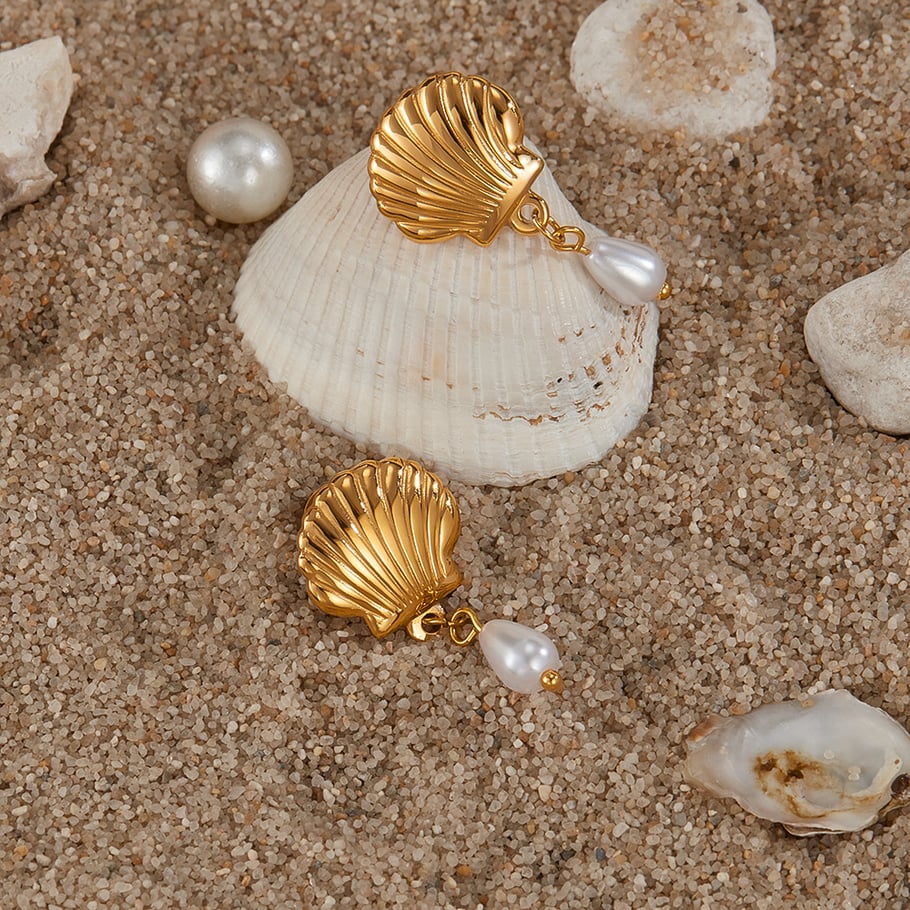 1 paio di orecchini pendenti da donna in acciaio inossidabile color oro, con motivo geometrico, semplici e quotidiani Immagine7
