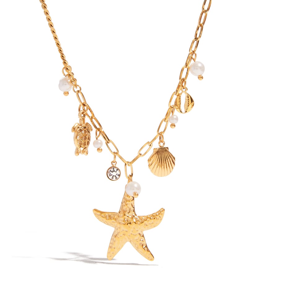 Starfish Stainless Steel Gold Color Pendant Necklaces Picture5
