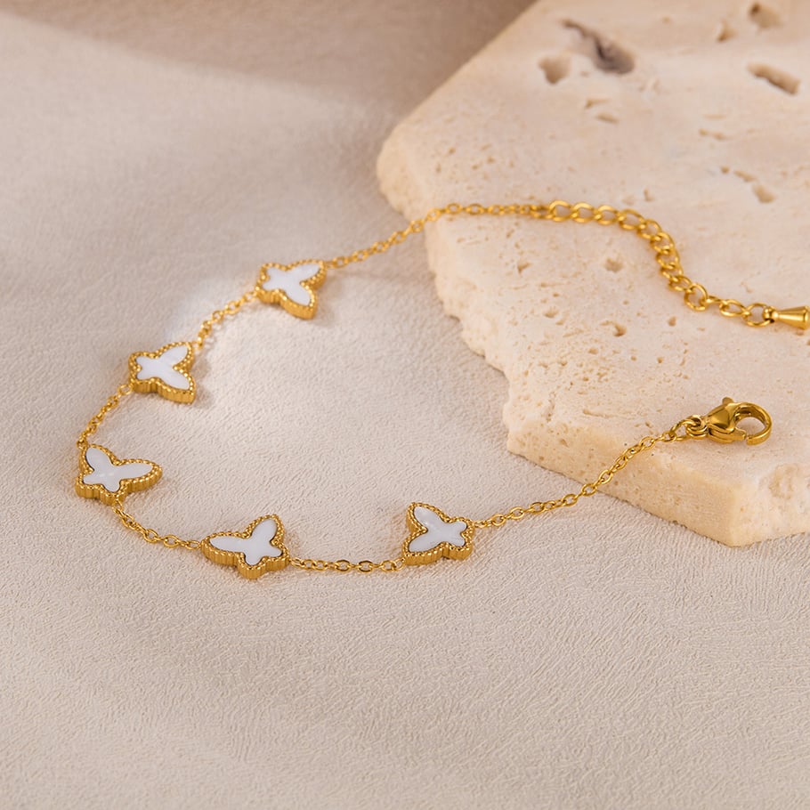 Schmetterlings-Charm-Armbänder aus Edelstahl in Goldfarbe Bild3