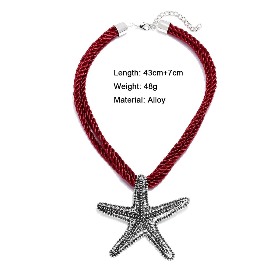 Rope Alloy Starfish Pendant Necklaces 