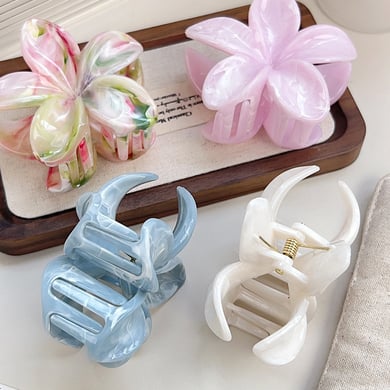 1 Paar Simple Series Süße Blumenharz Damen Haarklammern h5 Bild2