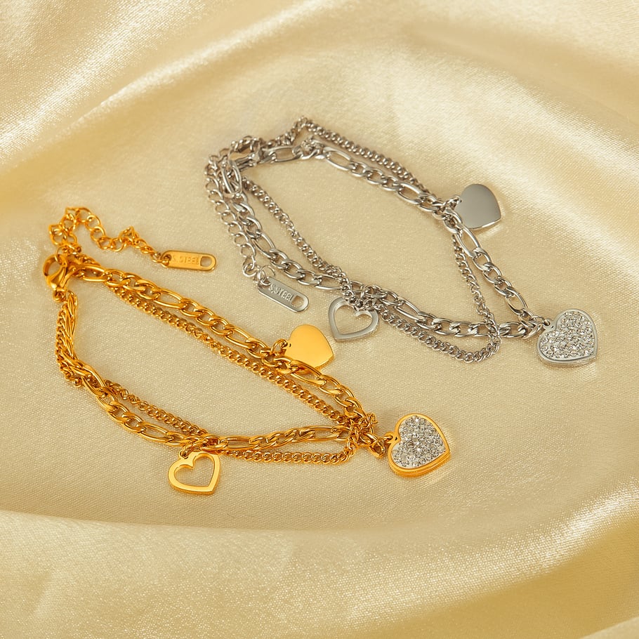 Herz Edelstahl Gold Farbe Charm Armbänder Bild2