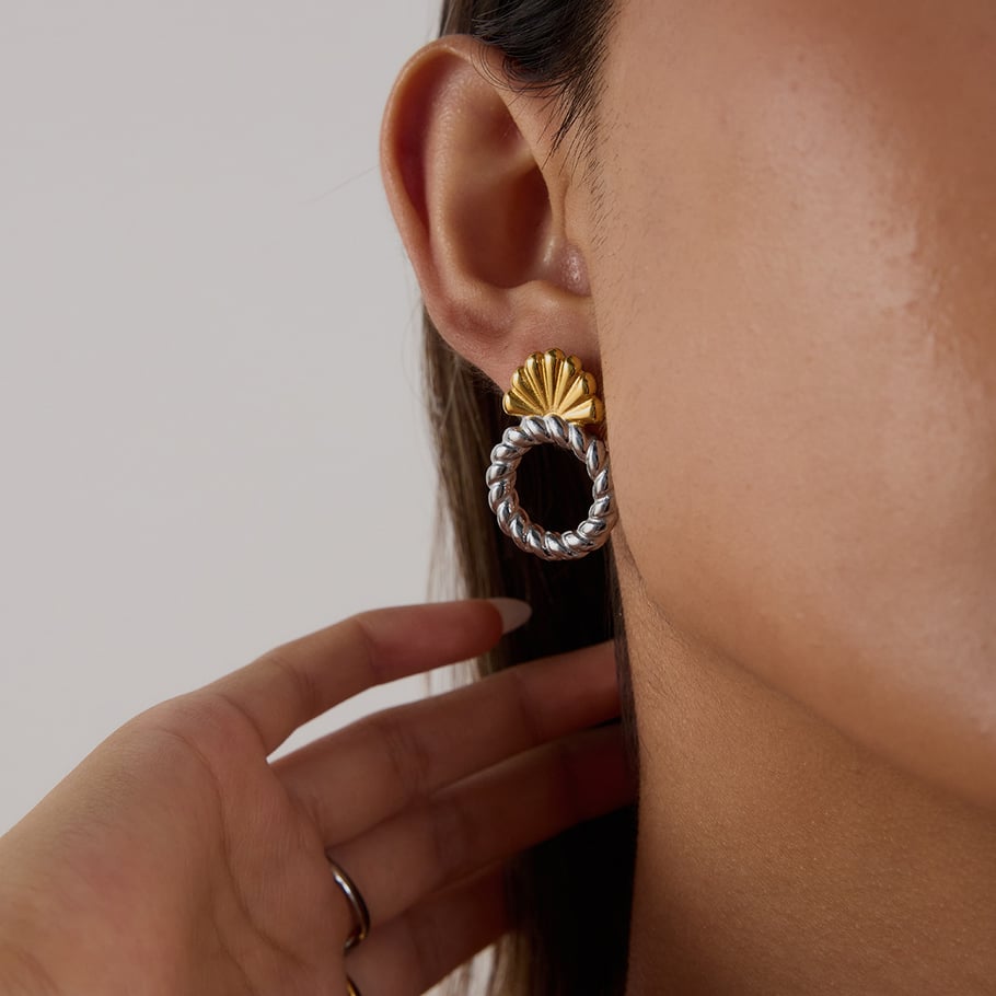 Retro Stainless Steel Gold Color Stud Earrings Picture3