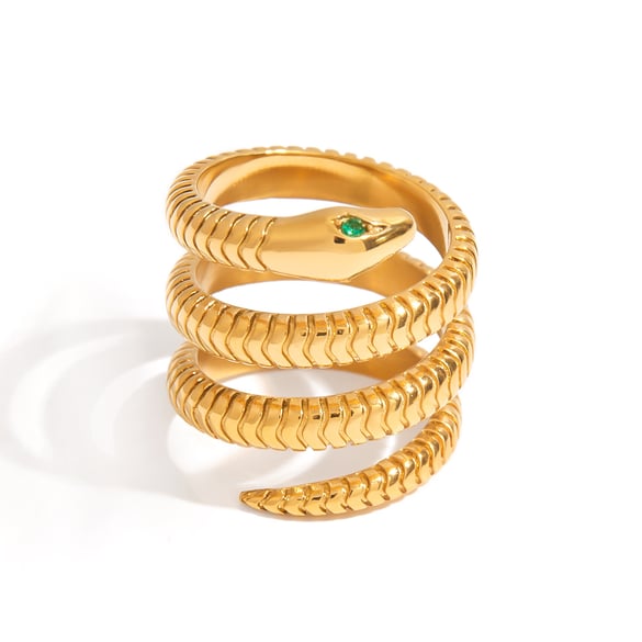 Anelli statement color oro in acciaio inossidabile a forma di serpente 2