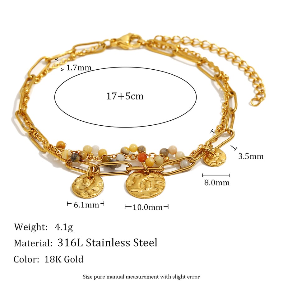 Braccialetti a catena da donna in acciaio inossidabile con perline OL della serie Romantic Immagine2