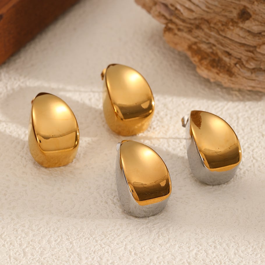 Pendientes clásicos de acero inoxidable con botones de colores variados Imagen3