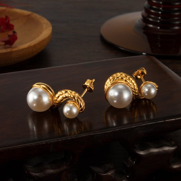 1 Pair Simple Series Daily Geometric Stainless Steel   Gold Color  Women's Stud Earrings