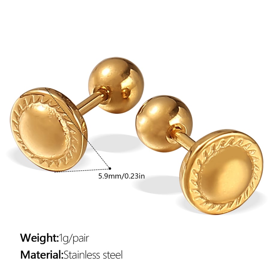 Cute Robot Stainless Steel Gold Color Piercing Earrings