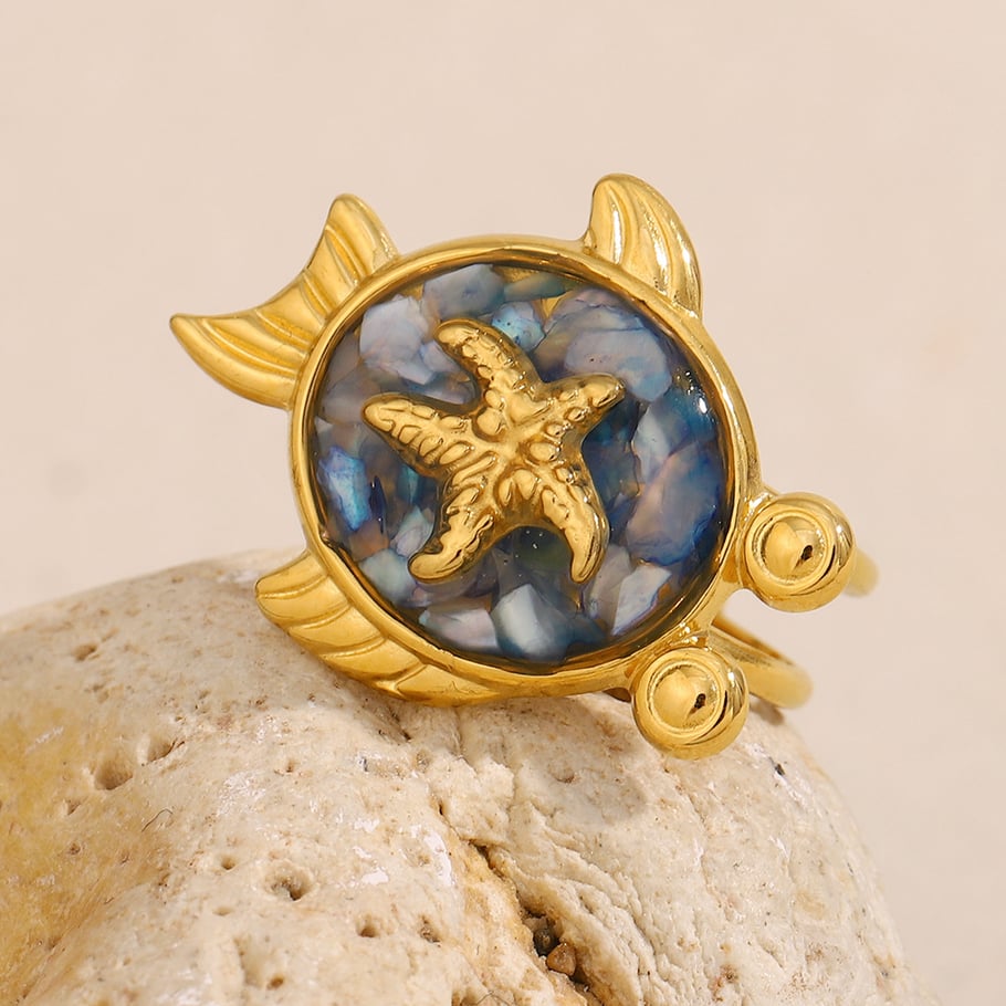 Anillos ajustables de acero inoxidable con diseño de tortuga elegante y lujoso para mujer Imagen4