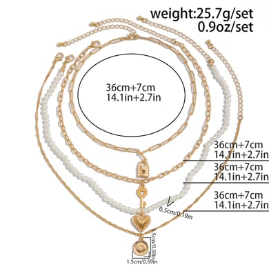 Retro Heart Iron Layered Necklaces h5 Picture2