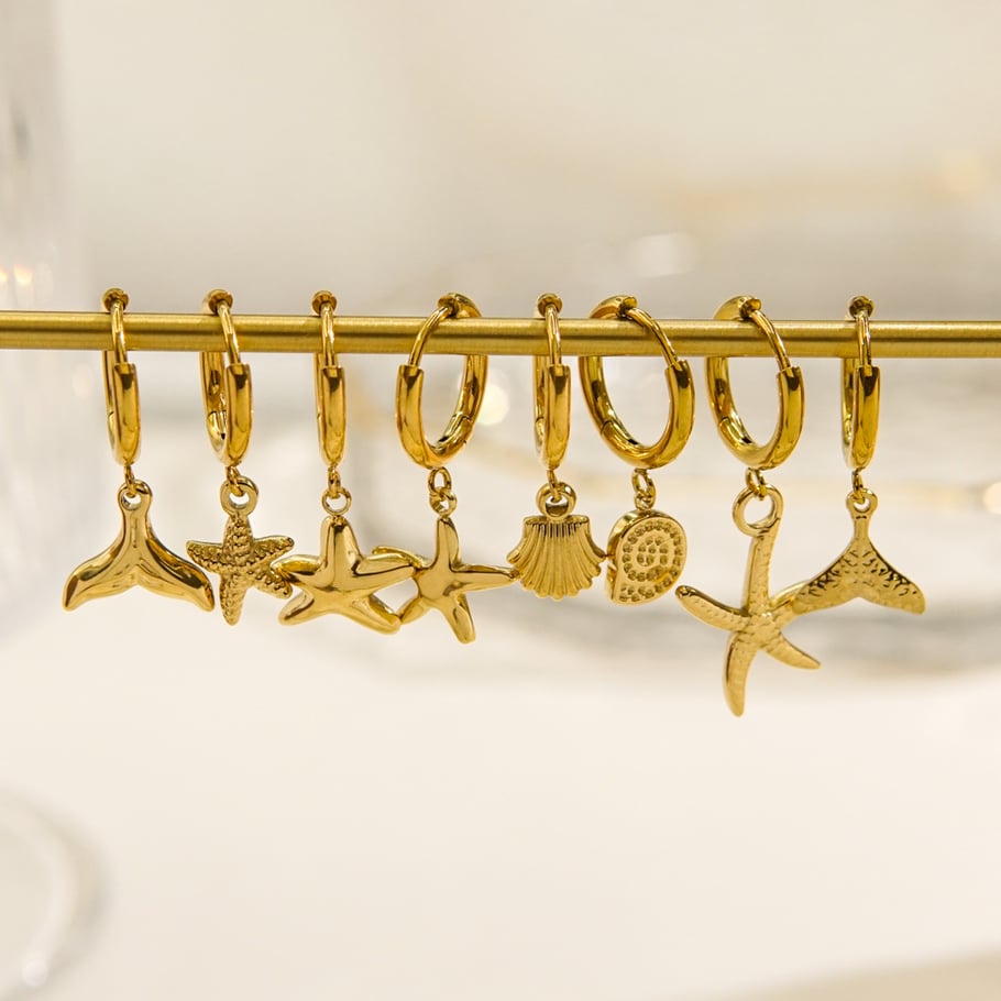 Ocean Series Golden Sea Snail Stainless Steel Women's Earrings h5Picture3