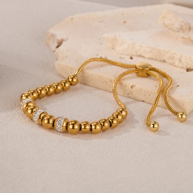 1 bracelet quotidien en acier inoxydable doré pour femme avec perles h5 Image2