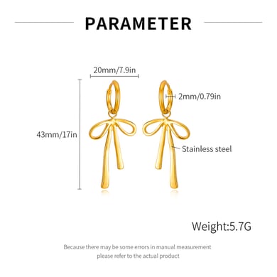 1 Pair Simple Series Daily Bow Knot Stainless Steel   Gold Color  Women's Drop Earrings h5 Picture2